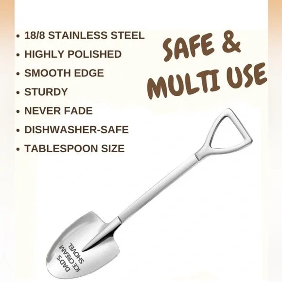 Personalized Dad's Ice Cream Shovel Funny Engraved Stainless Steel Spoon /Shovel - Picture 3 of 12